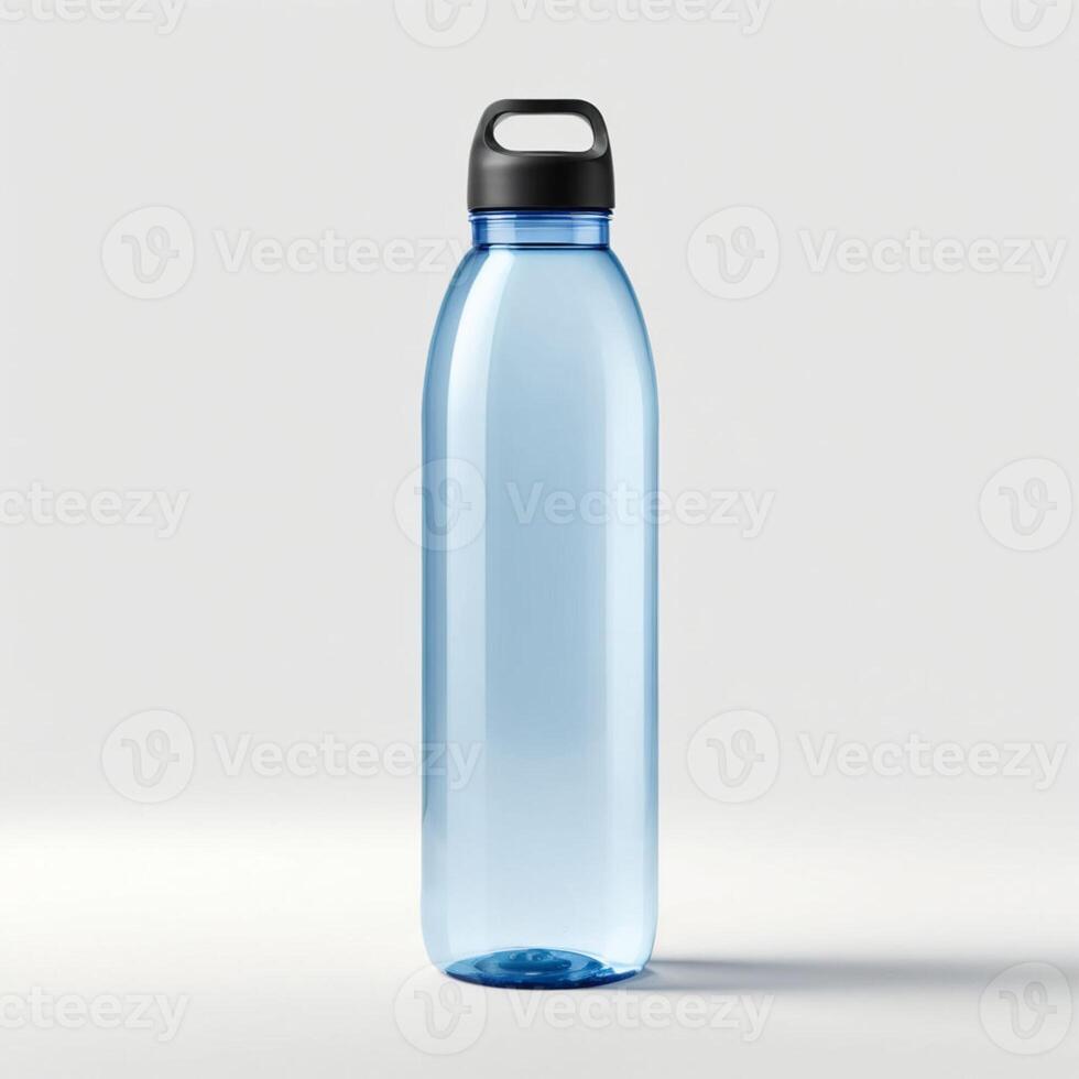 Realistic sport transparent water bottle isolated on white background photo