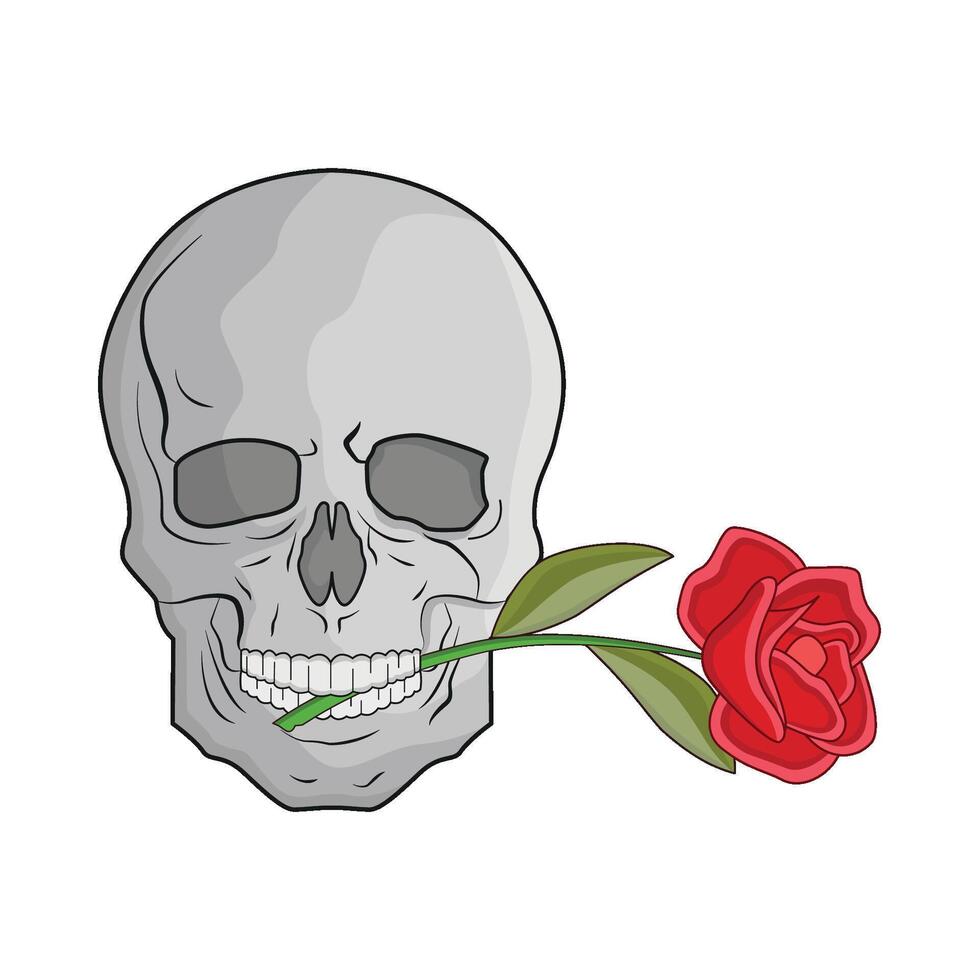 illustration of skull and rose vector