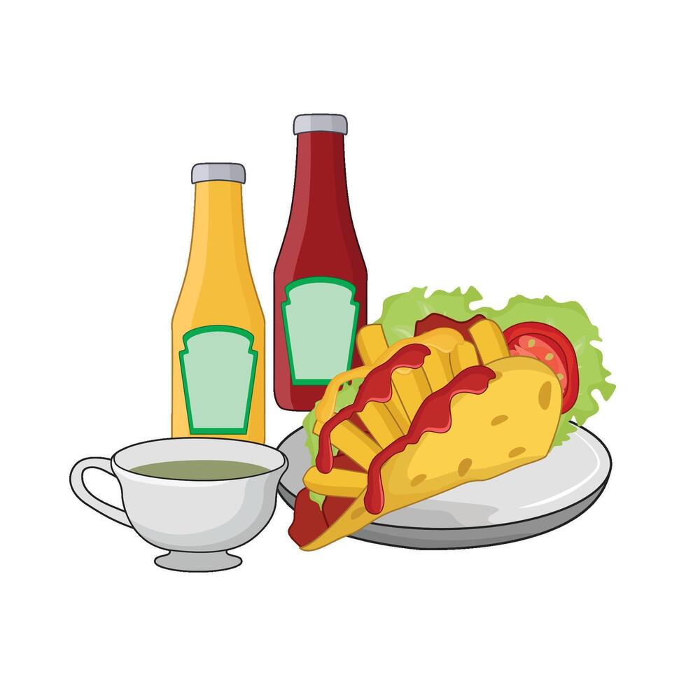 ilustración de taco con salsa vector