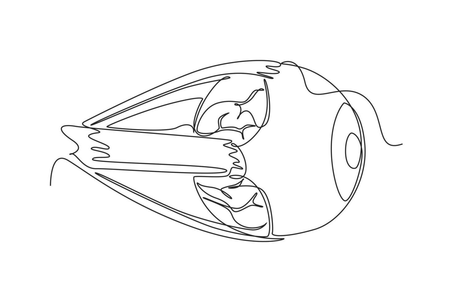 One continuous line drawing of anatomy of human concept. Doodle illustration in simple linear style. vector