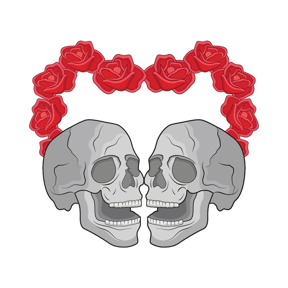 illustration of skull and rose vector