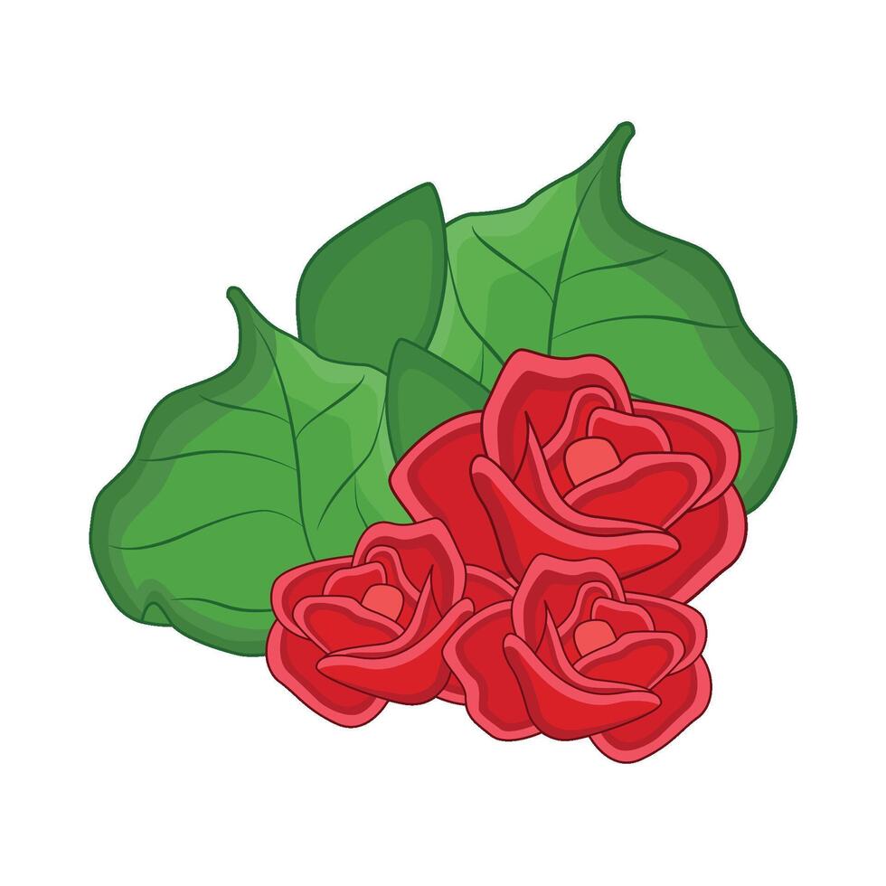 illustration of rose with leaf vector