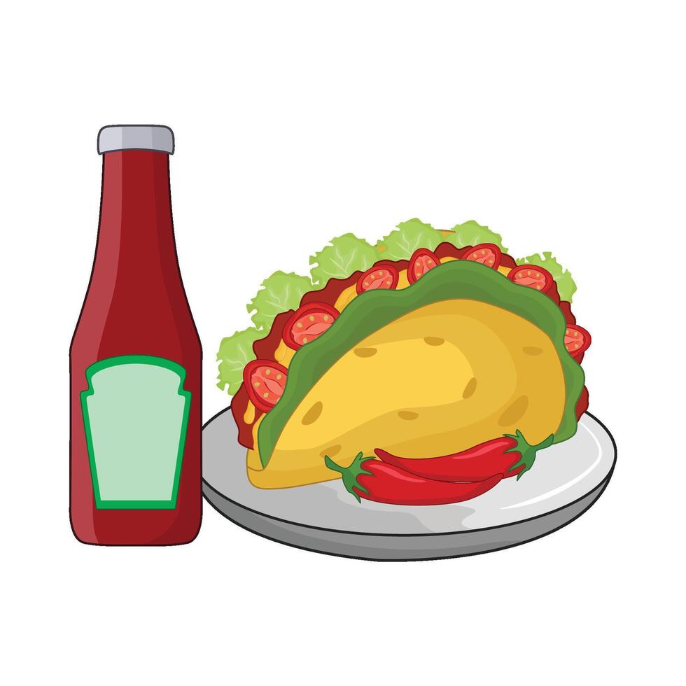 ilustración de taco con salsa vector