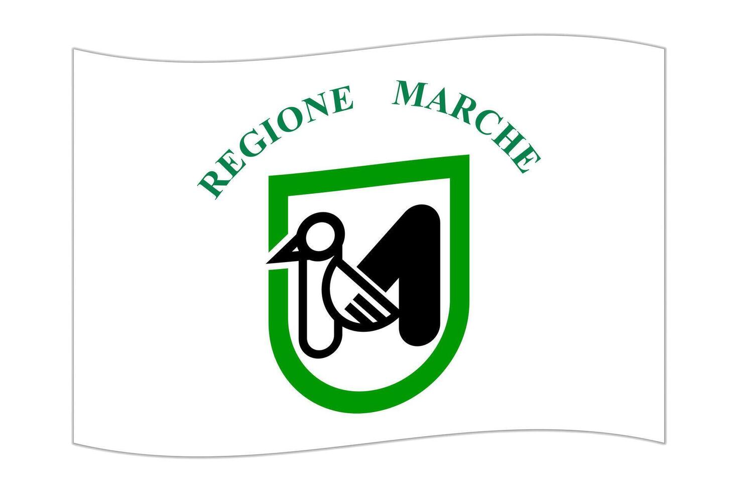 Waving flag of Marche region, administrative division of Italy. illustration. vector