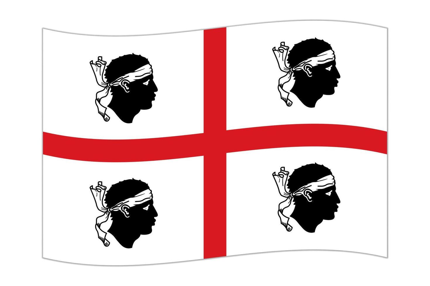 Waving flag of Sardinia region, administrative division of Italy. illustration. vector