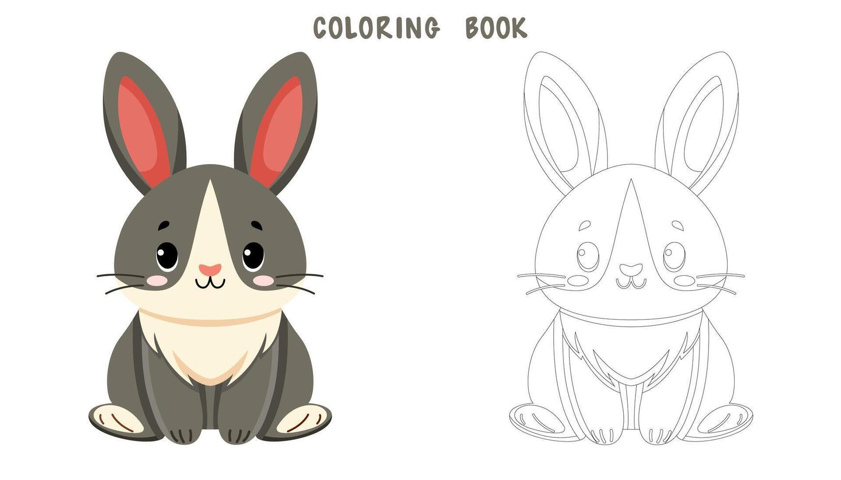 Coloring book of cute brown rabbit vector