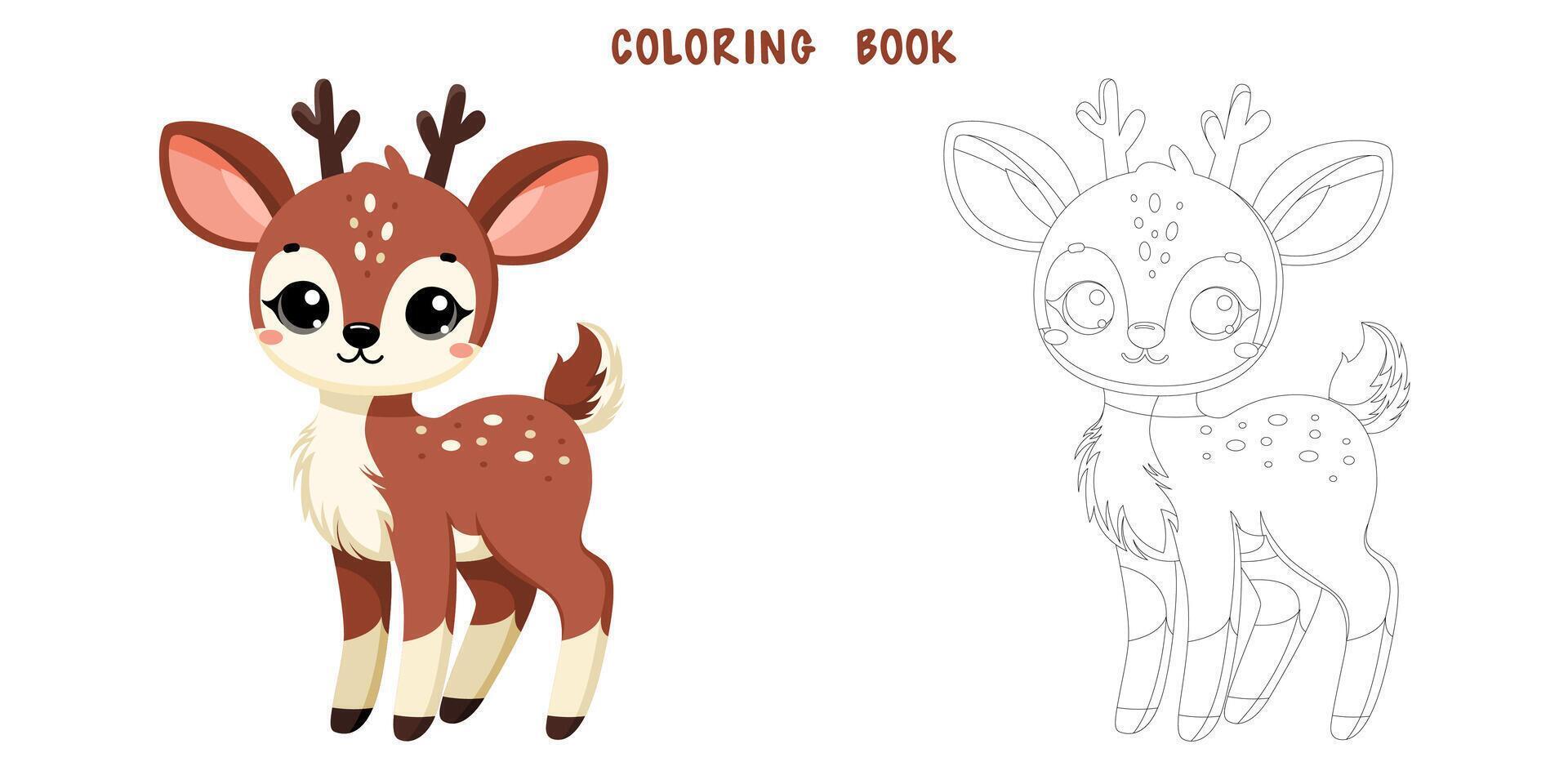 Coloring book of cute deer vector