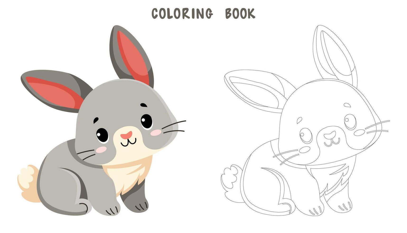 Coloring book of smiling gray rabbit vector