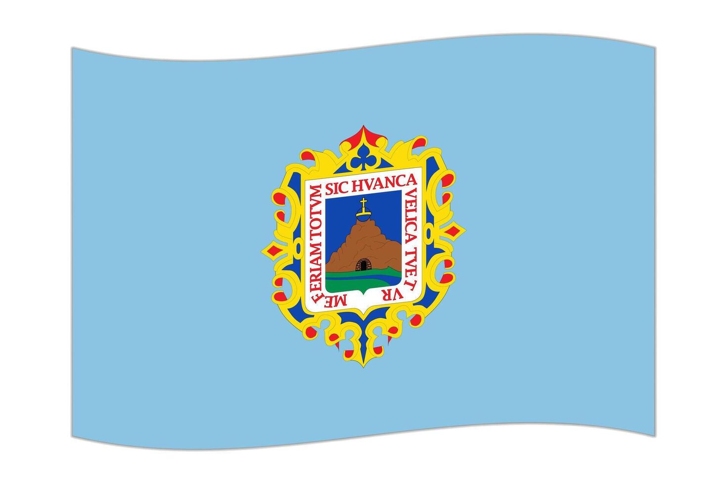 Waving flag of Department of Cuzco, administrative division of Peru. illustration. vector