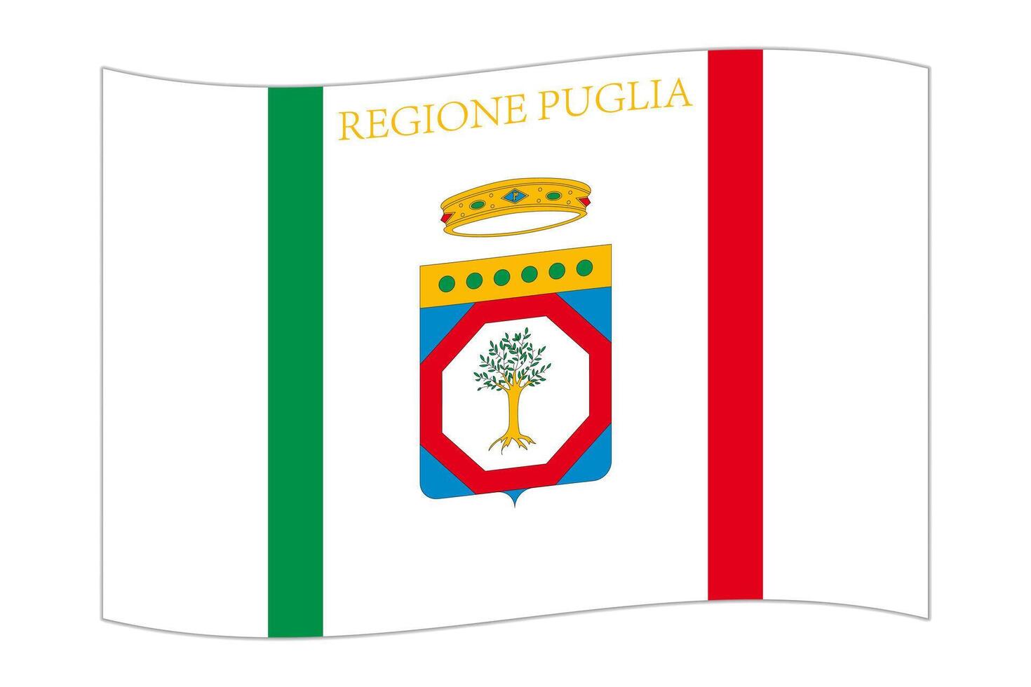 Waving flag of Apulia region, administrative division of Italy. illustration. vector