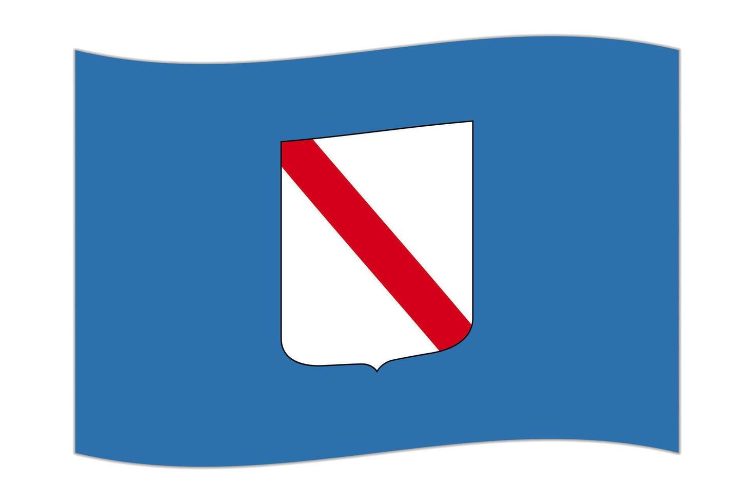 Waving flag of Campania region, administrative division of Italy. illustration. vector