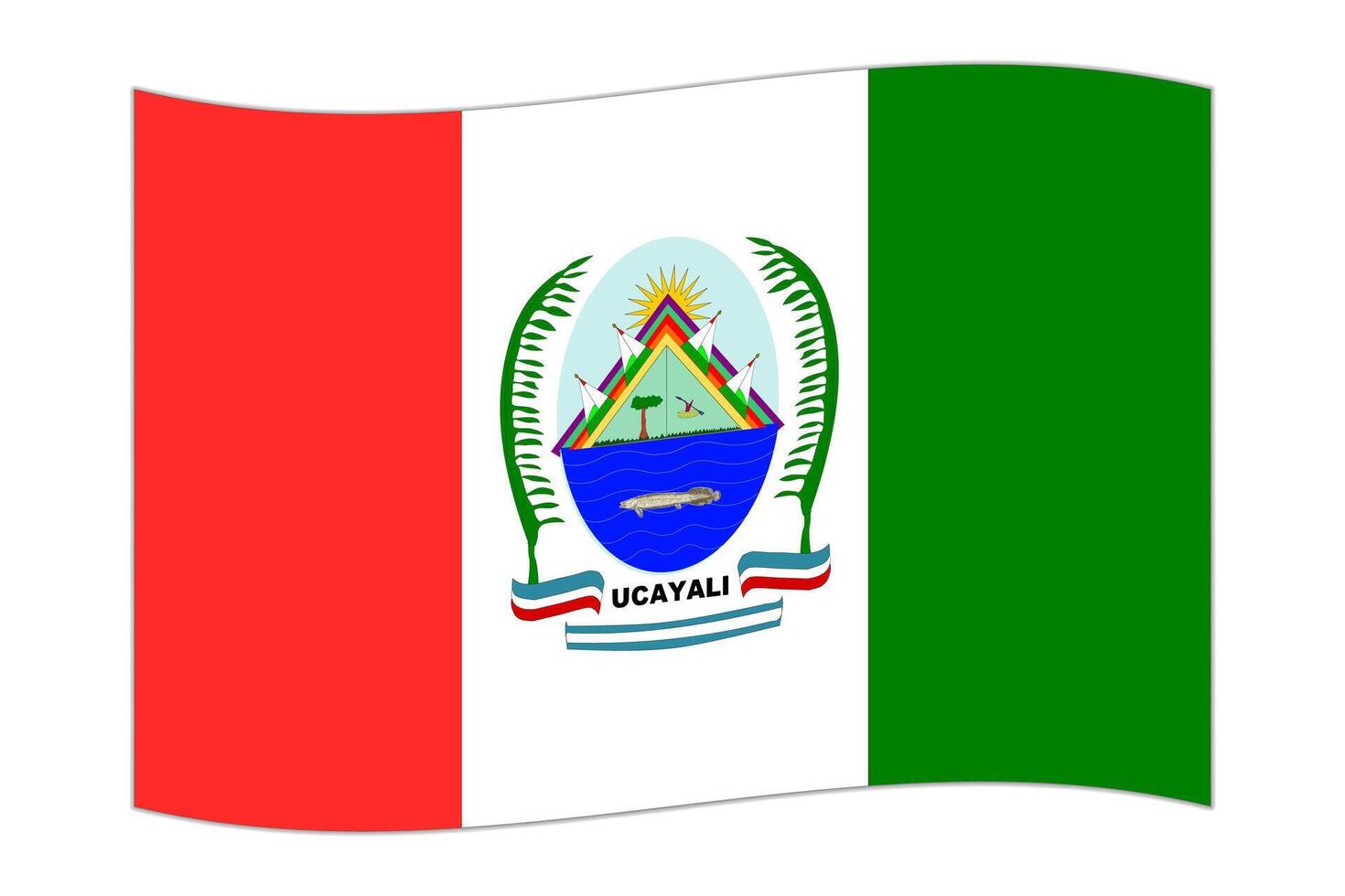 Waving flag of Department of Ucayali, administrative division of Peru. illustration. vector