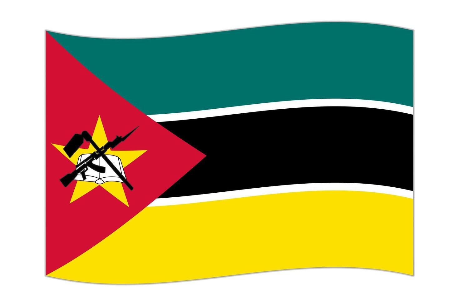 ondulación bandera de el país Mozambique. ilustración. vector