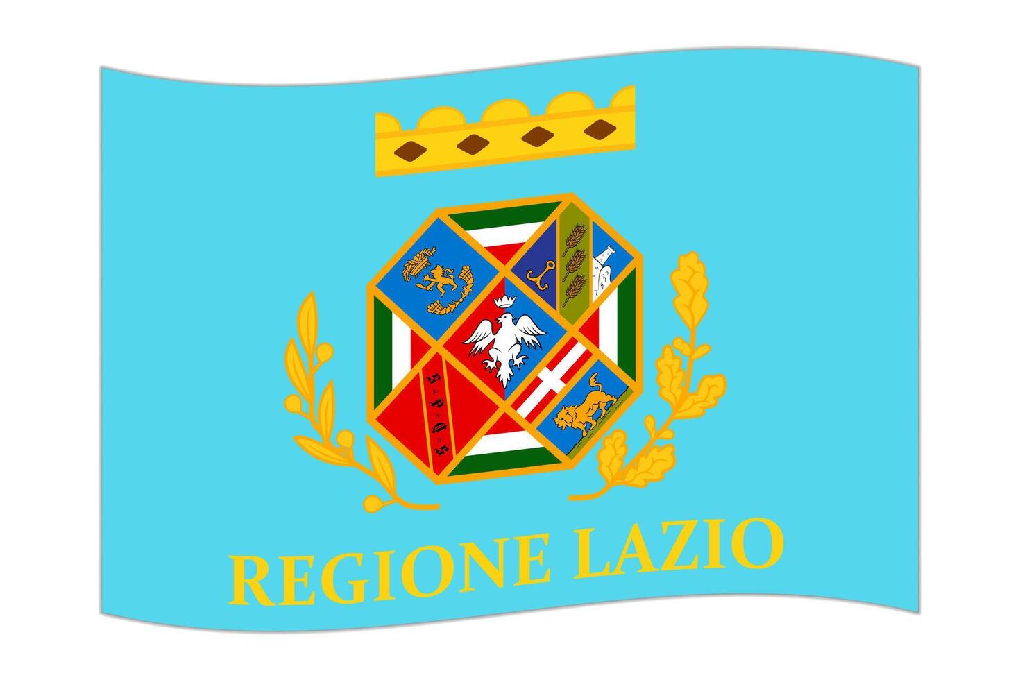 Waving flag of Lazio region, administrative division of Italy. illustration. vector