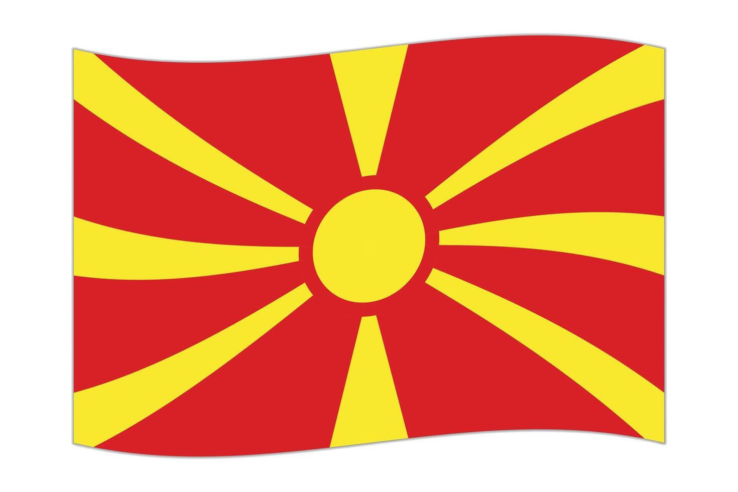 ondulación bandera de el país norte macedonia. ilustración. vector