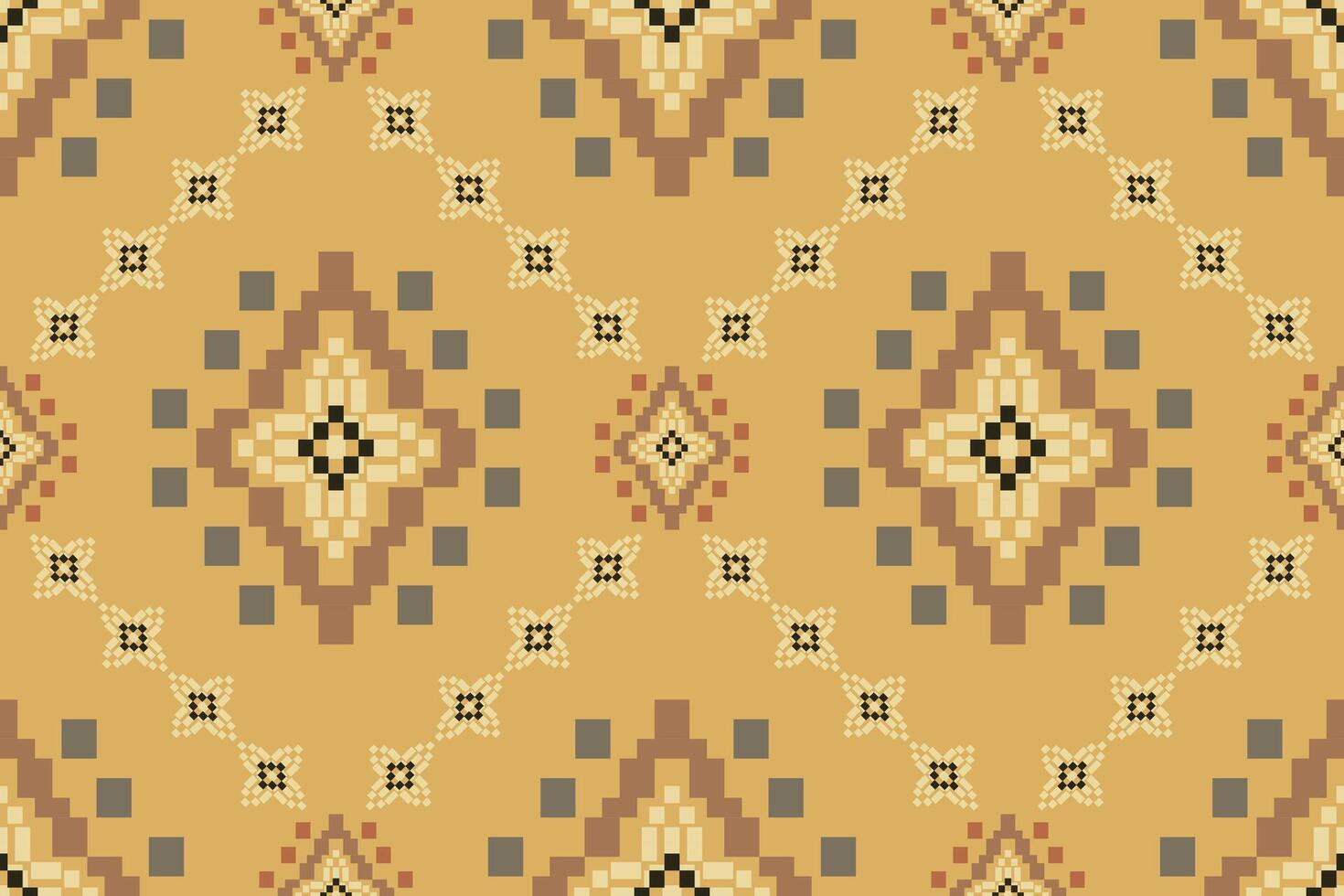 Navajo tribal seamless pattern. Native American ornament. Ethnic South Western decor style. Boho geometric ornament. Pixel seamless pattern. Mexican blanket, rug. Woven carpet illustration. vector