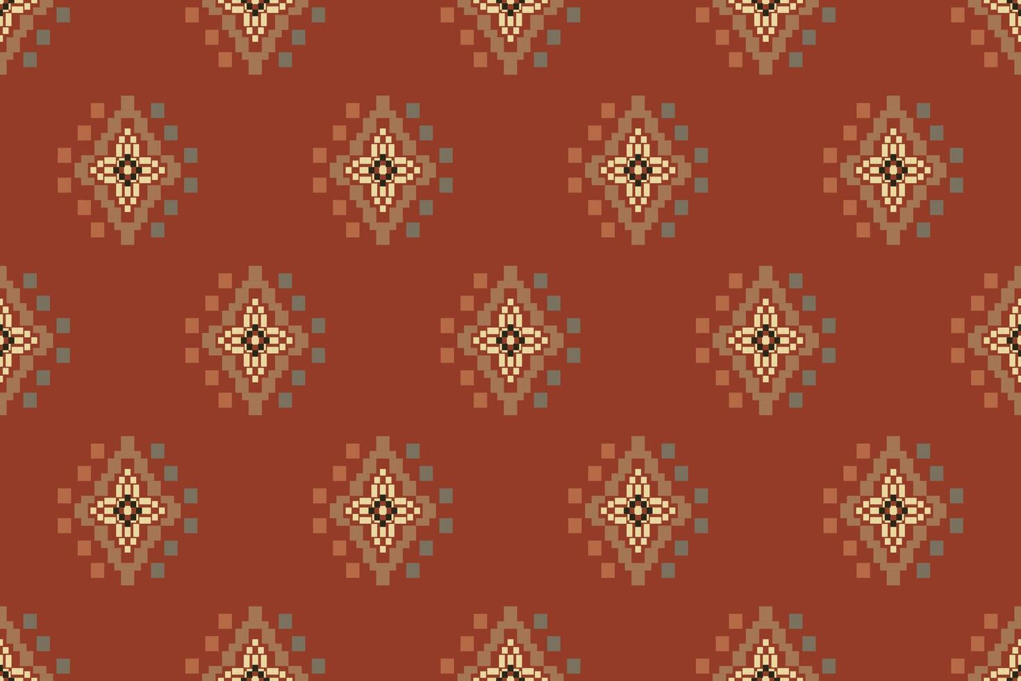 Navajo tribal seamless pattern. Native American ornament. Ethnic South Western decor style. Boho geometric ornament. Pixel seamless pattern. Mexican blanket, rug. Woven carpet illustration. vector