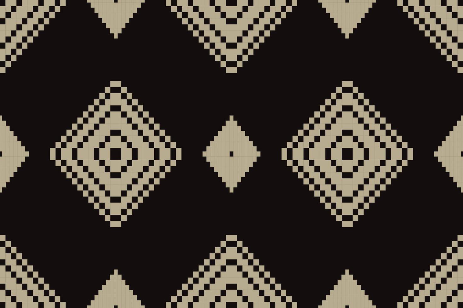 Navajo tribal seamless pattern. Native American ornament. Ethnic South Western decor style. Boho geometric ornament. Pixel seamless pattern. Mexican blanket, rug. Woven carpet illustration. vector