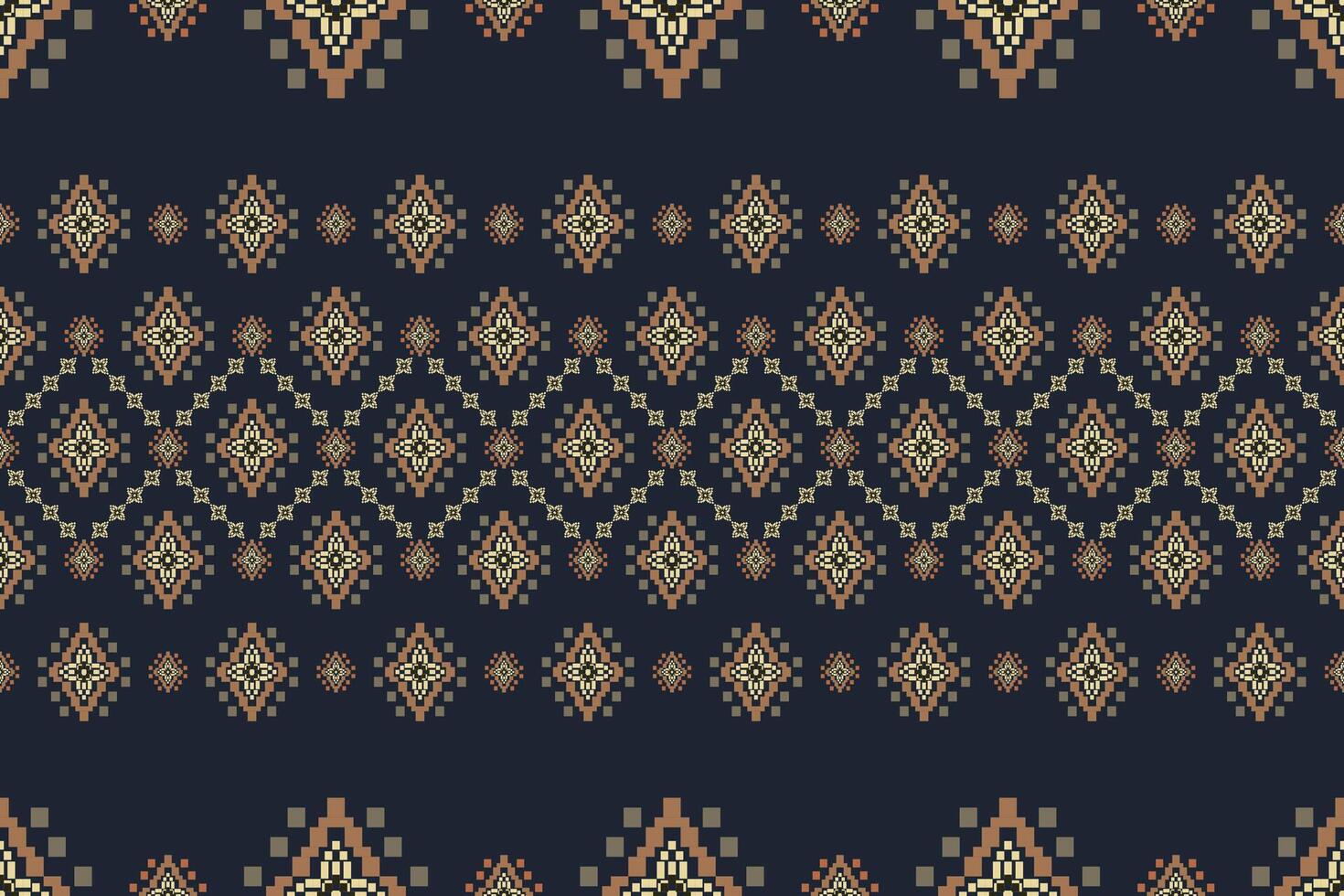 Navajo tribal seamless pattern. Native American ornament. Ethnic South Western decor style. Boho geometric ornament. Pixel seamless pattern. Mexican blanket, rug. Woven carpet illustration. vector