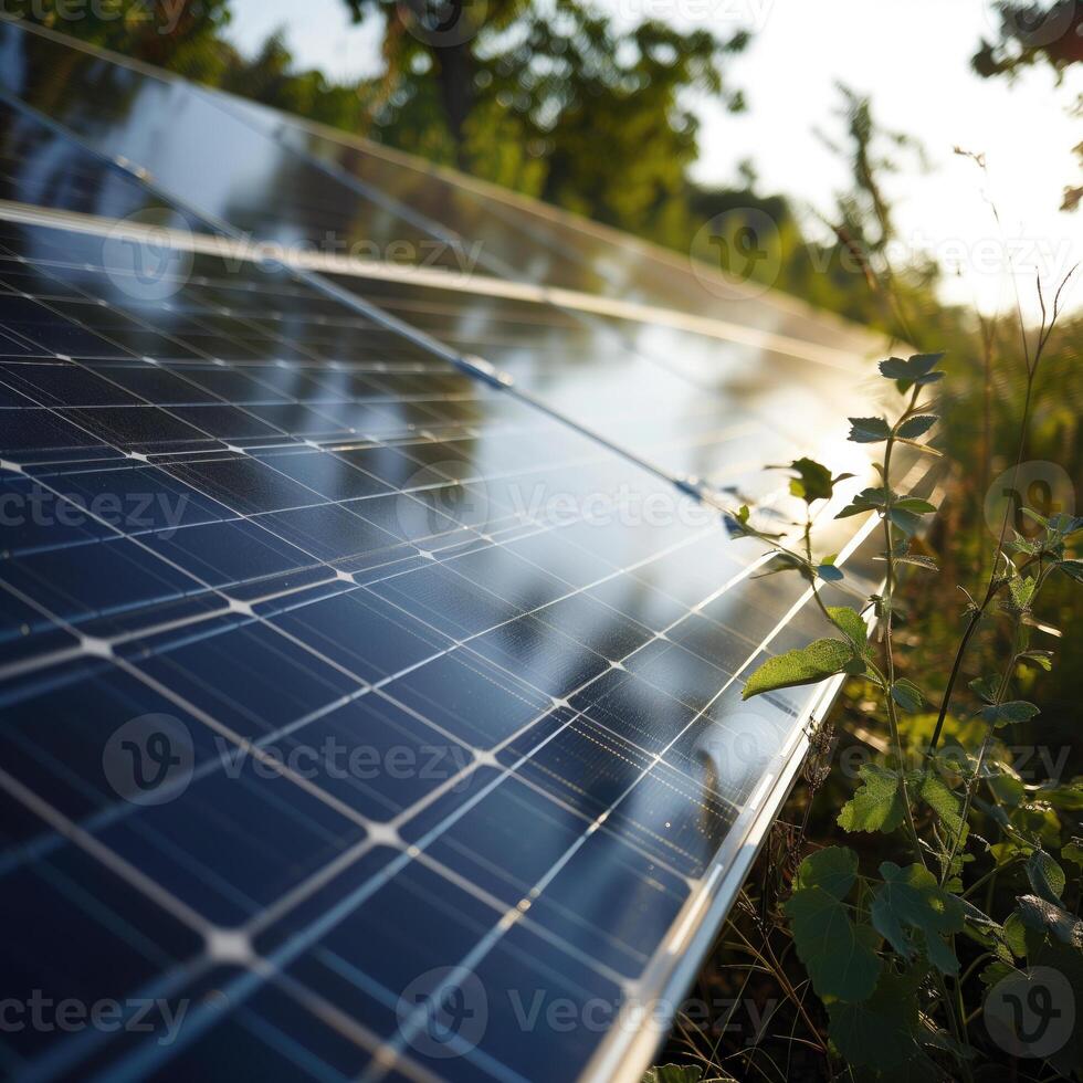 Solar cell panels with a sky background. Alternative electricity source photo