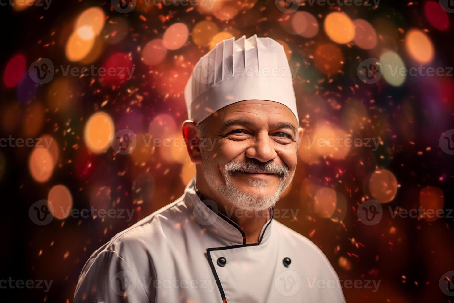 portrait of a chef , bokeh background photo