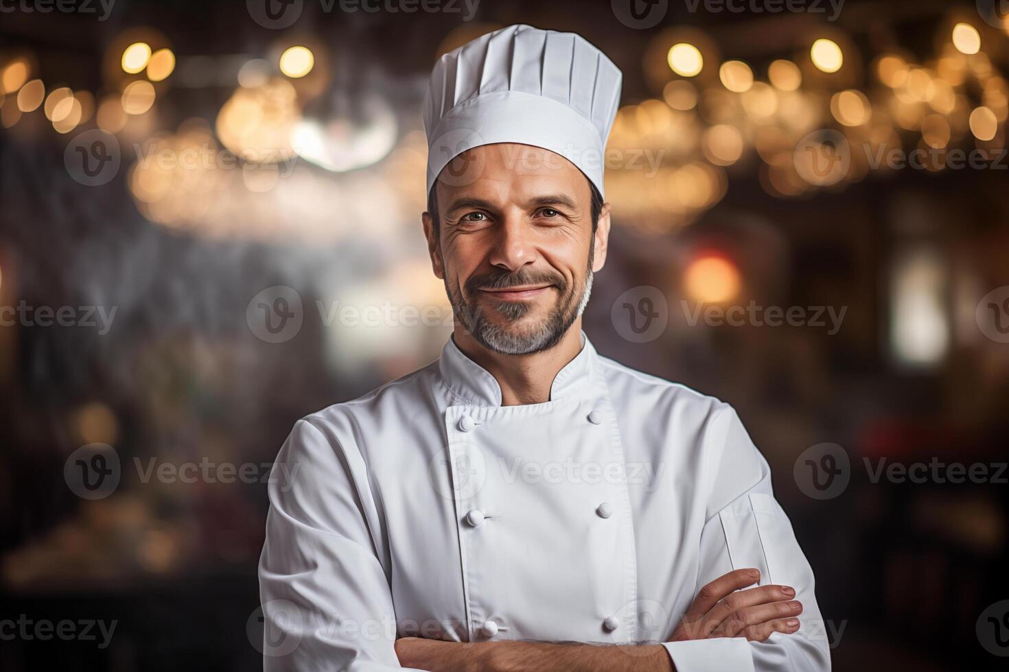 portrait of a chef , bokeh background photo
