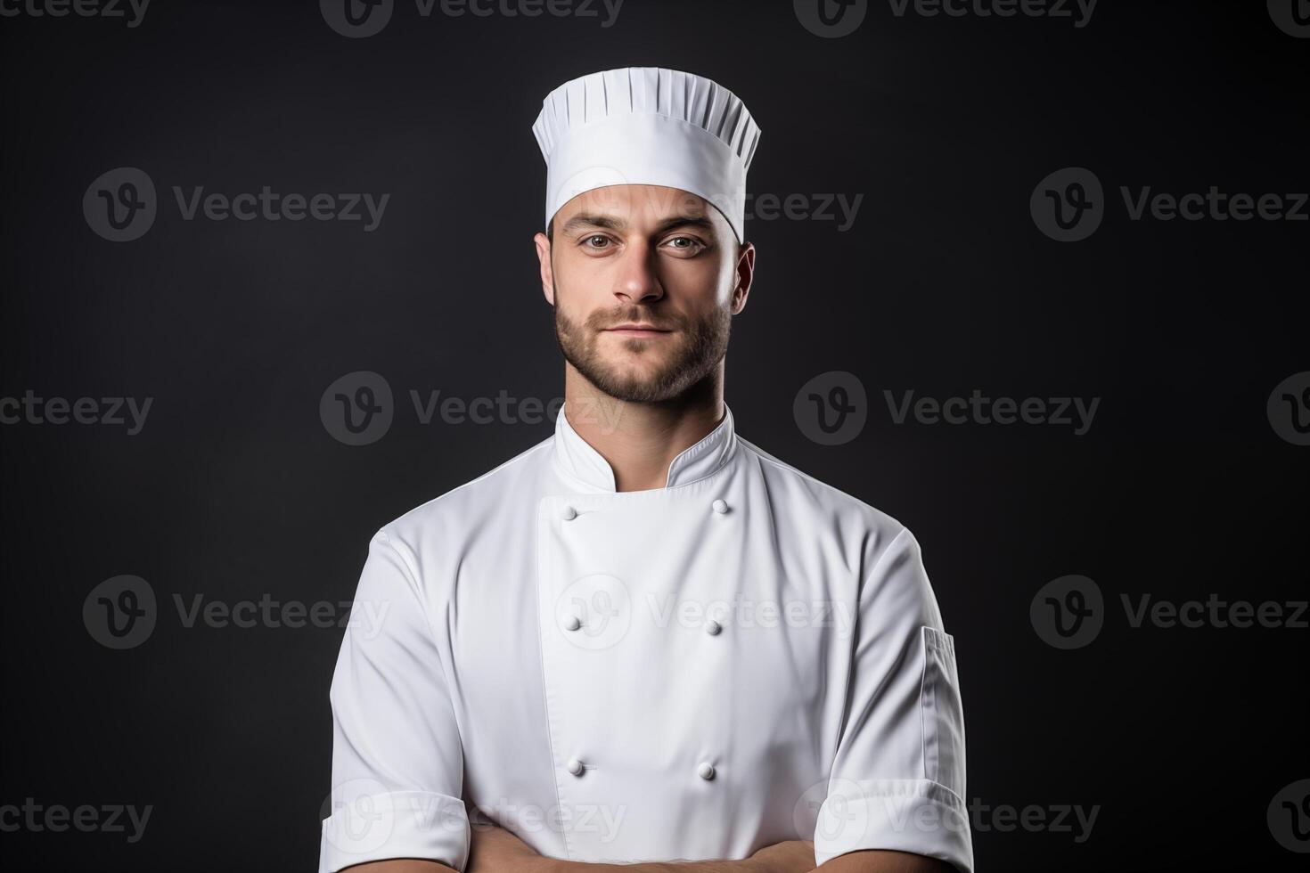 retrato de un cocinero, aislado negro antecedentes foto