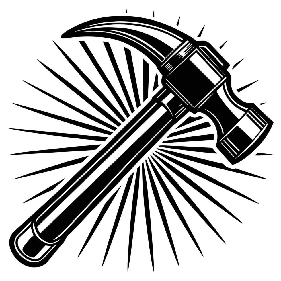 Hammers illustration, claw hammer logo, carpenter symbol vector