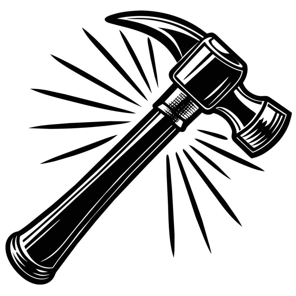 Hammers illustration, claw hammer logo, carpenter symbol vector