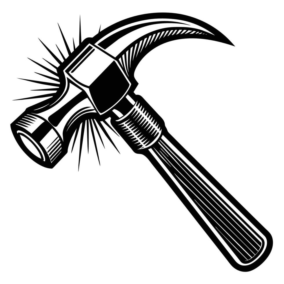 Hammers illustration, claw hammer logo, carpenter symbol vector