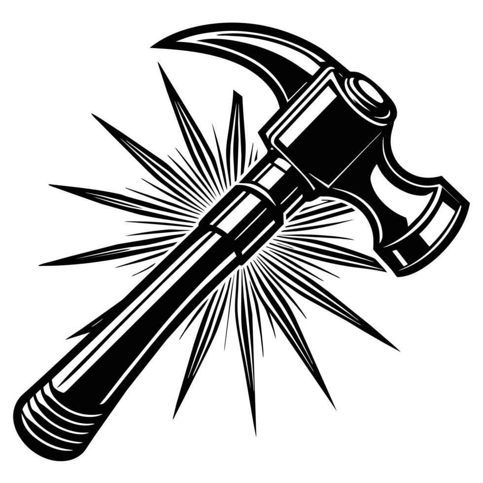 Hammers illustration, claw hammer logo, carpenter symbol vector