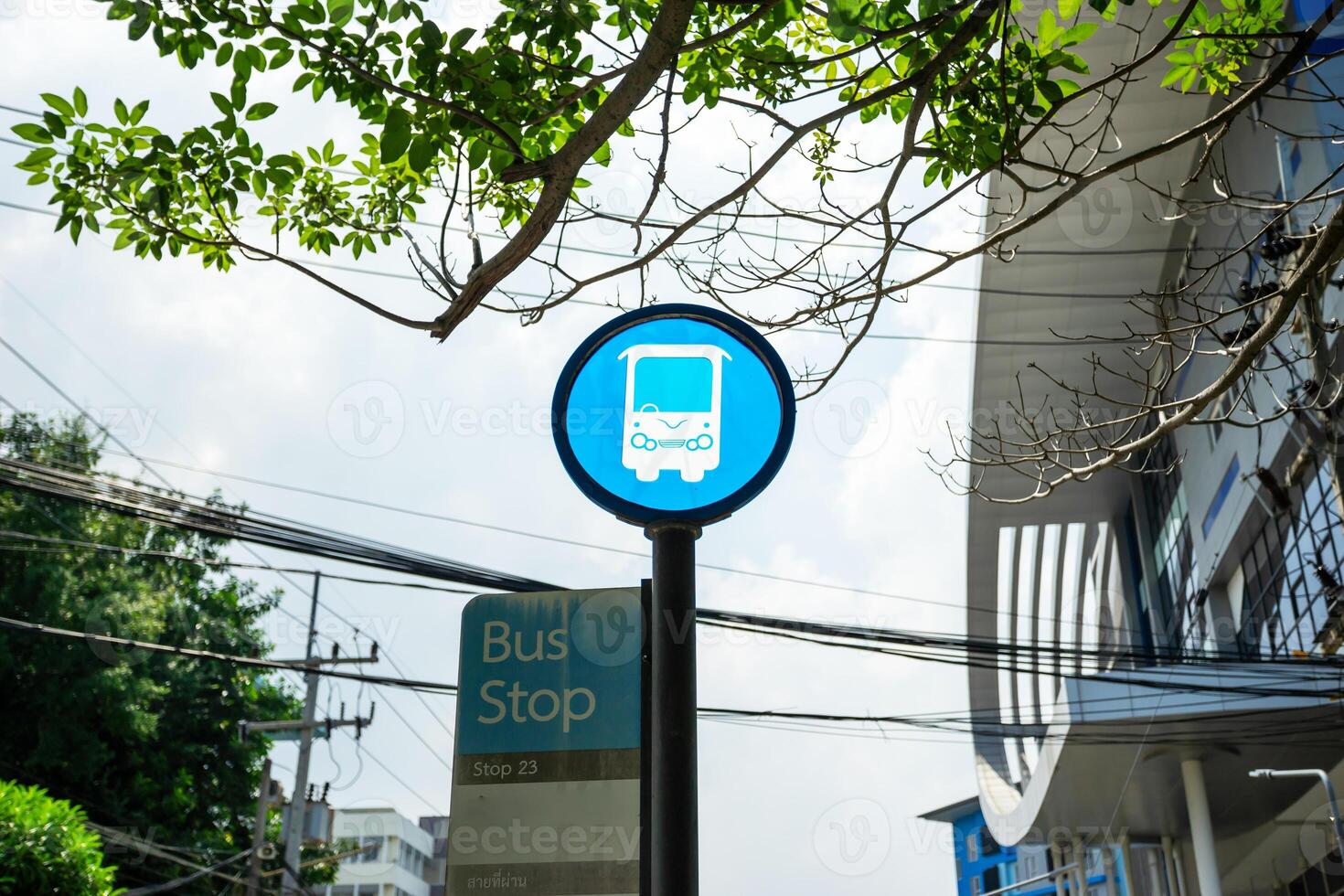 Sign bus stop station photo