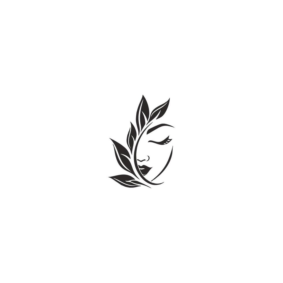 Ecological leaf logo woman leaf face vector