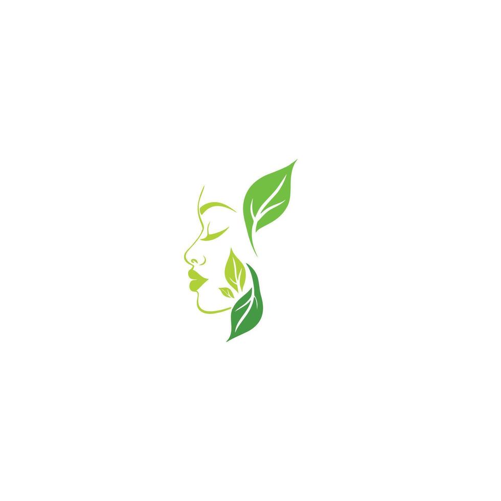 ecológico hoja logo mujer hoja cara vector