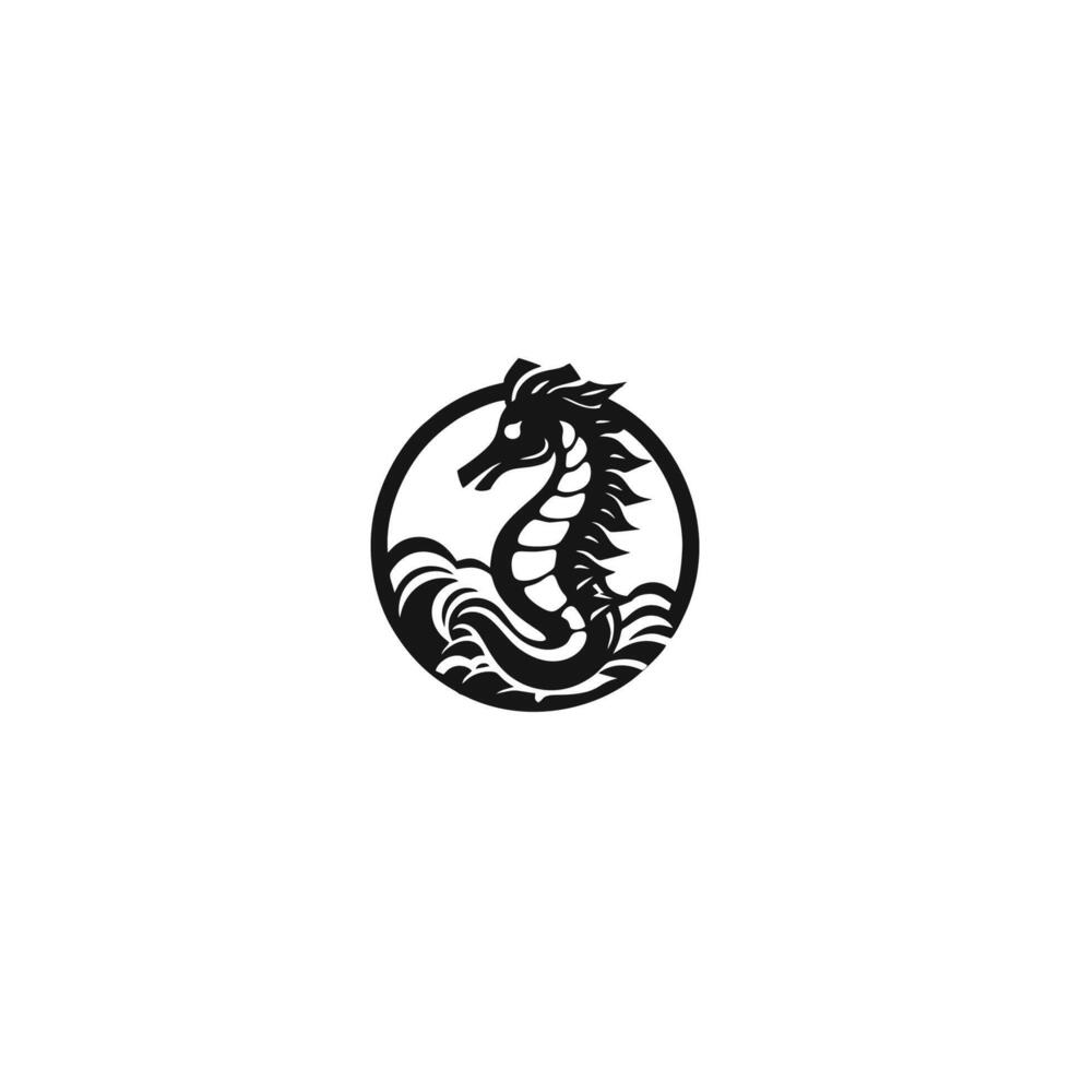 logo on which an abstract image of a seahorse. vector