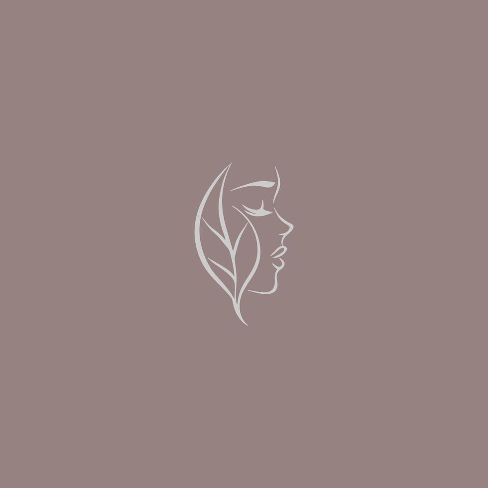 Ecological leaf logo woman leaf face vector