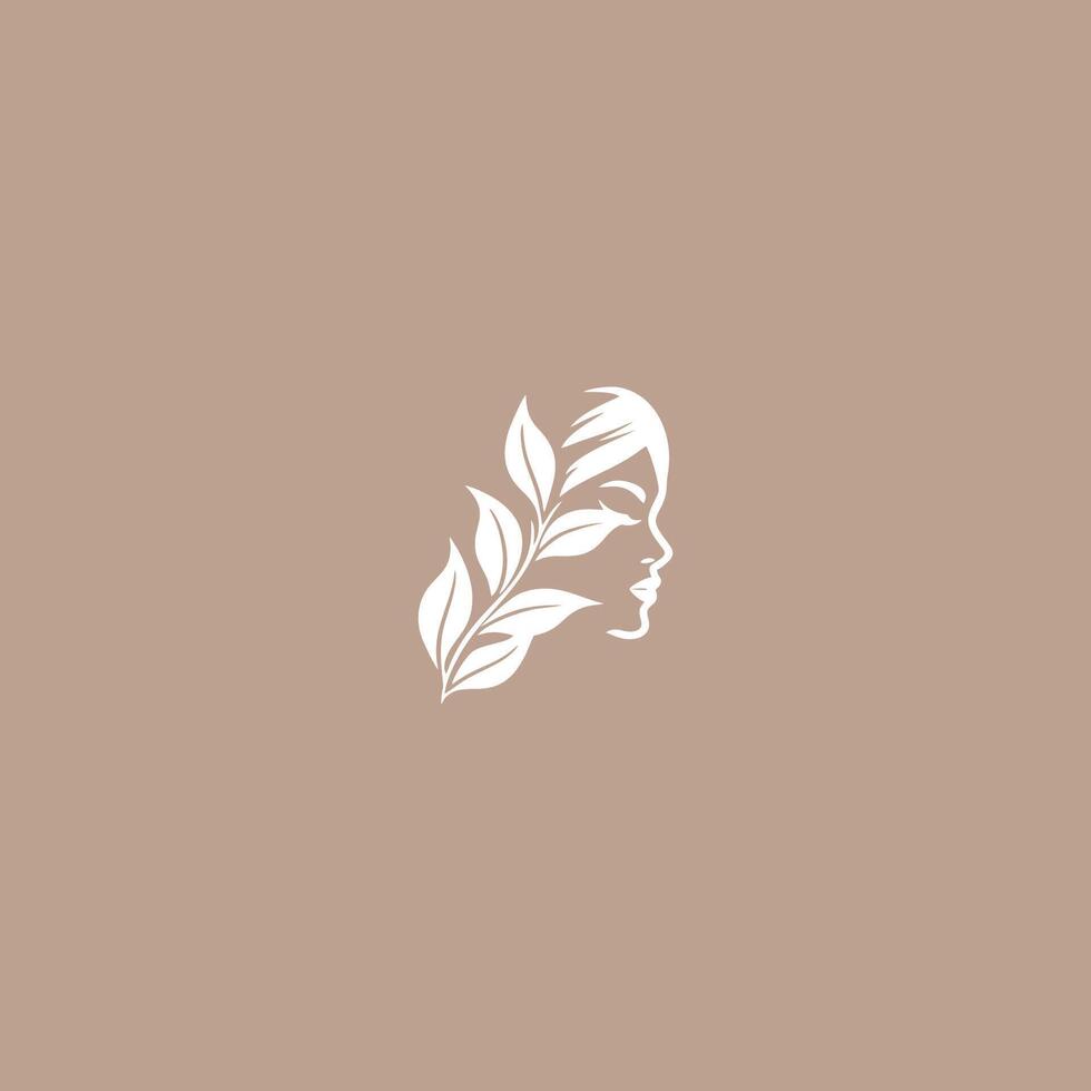 Ecological leaf logo woman leaf face vector