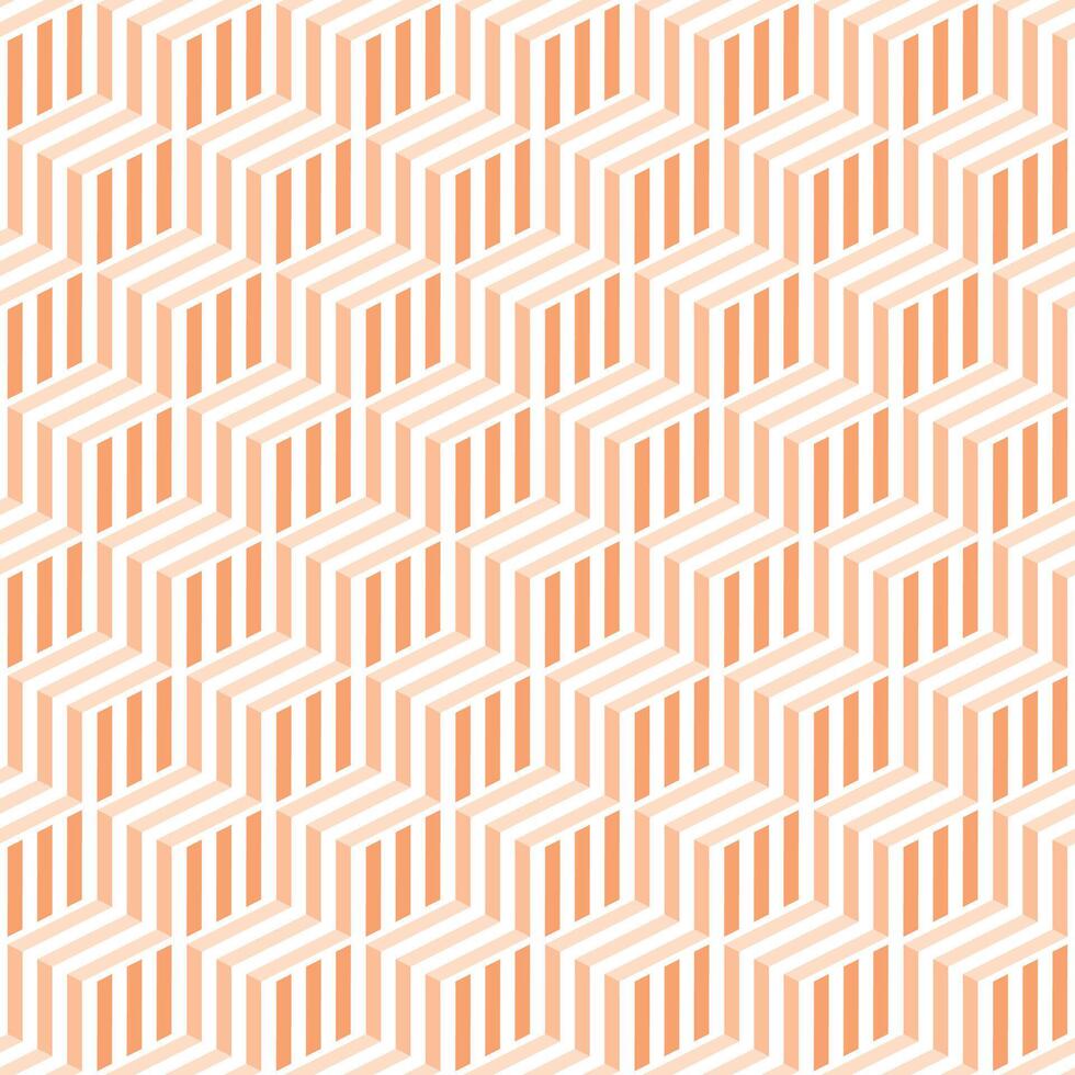 Seamless peach fuzz color striped pattern geometric cube background. vector
