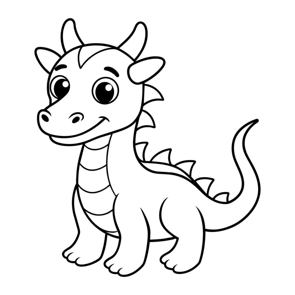 Dragon coloring page for kids illustration vector