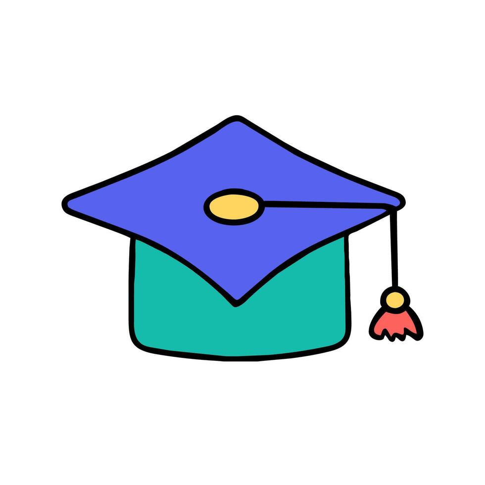 ilustración de un graduación gorra en un blanco antecedentes. vector
