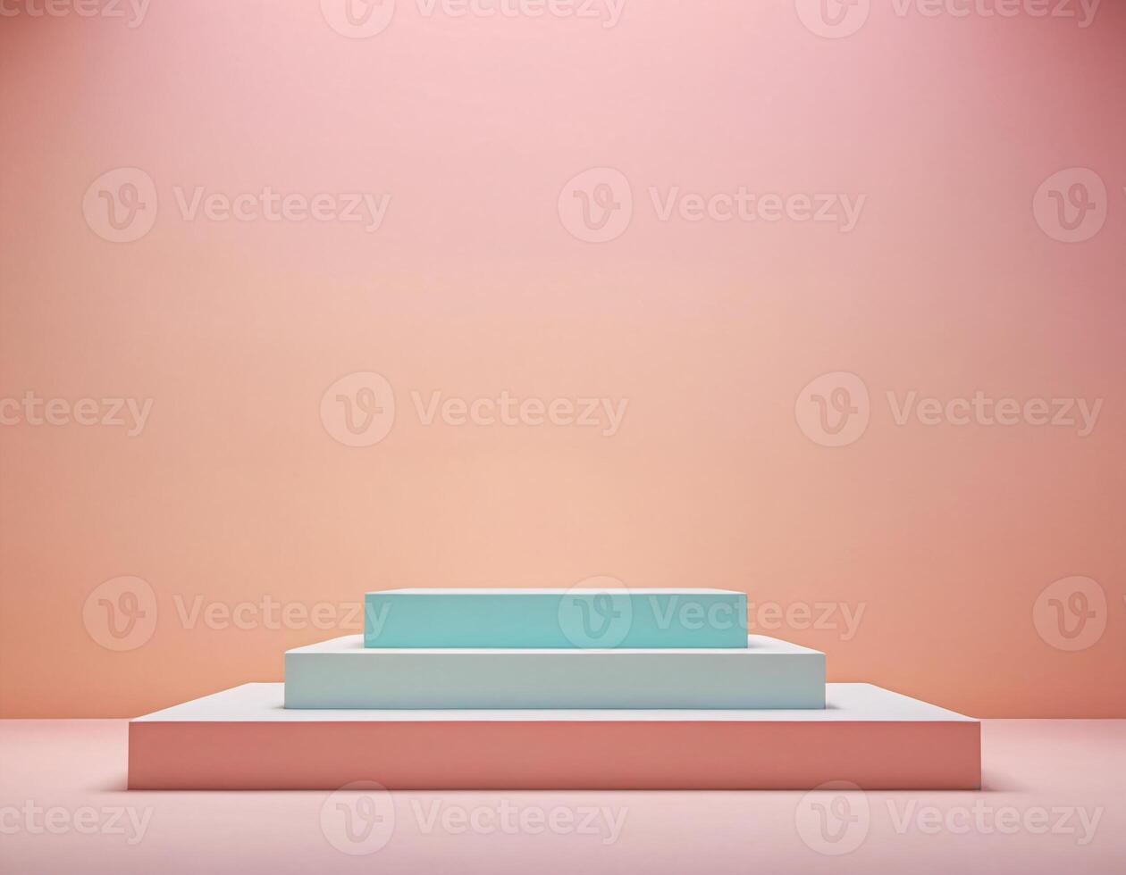 Minimalist pastel podium on soft background product display stand photo