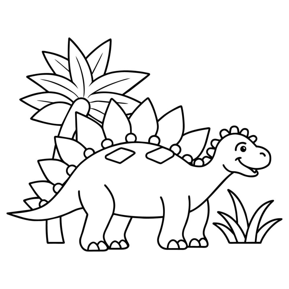 Dinosaur, Stegosaurus illustration,coloring page outline. vector