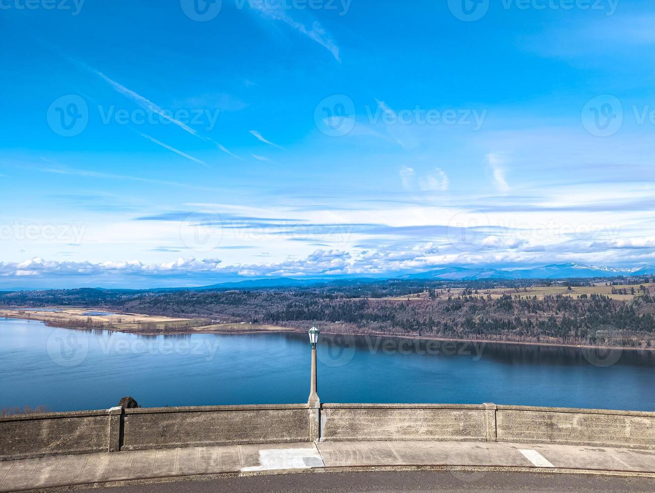 View of the Columbia River from the road to Multnomah Falls in Oregon, USA photo