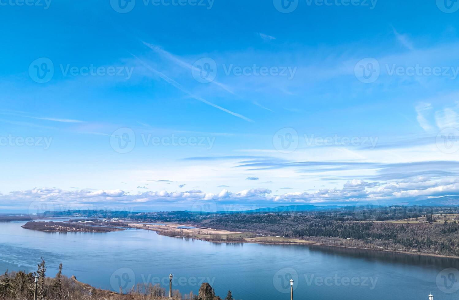 View of the Columbia River from the road to Multnomah Falls in Oregon, USA photo