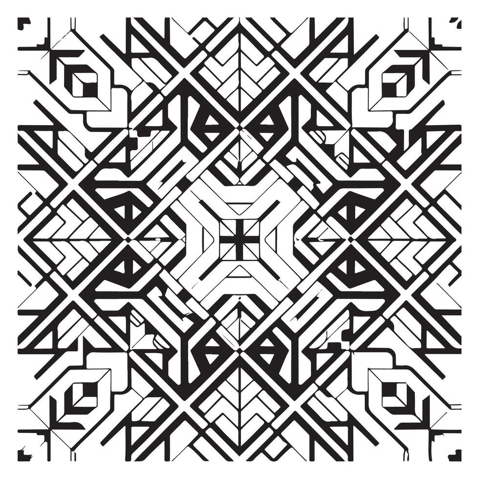 Monochrome Square Line Pattern Illustrator vector