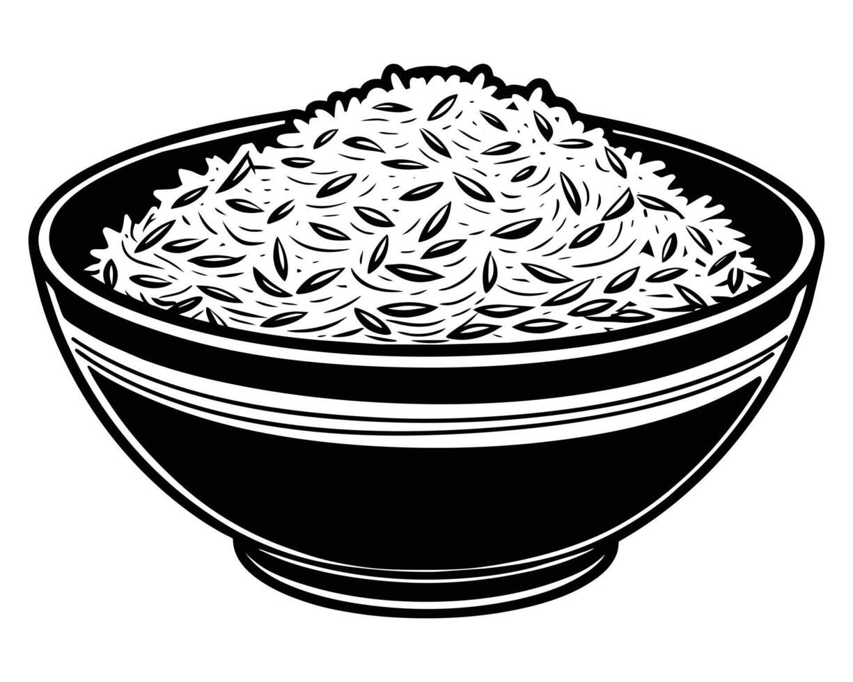 Rice food black and white line art drawing illustration vector