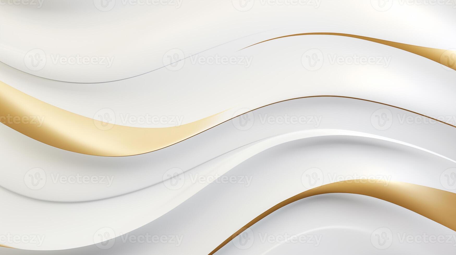 Abstract white wavy background with streaks of gold color. Textured backdrop. Elegant white modern architecture art. photo