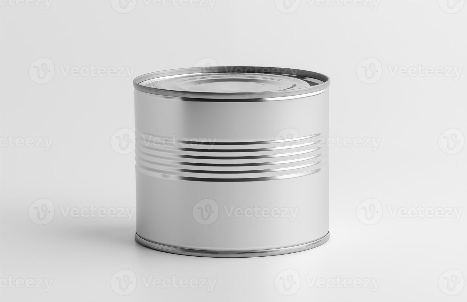 Shiny tin can. Packaging for canned products. Canned food packaging mockup. White back photo