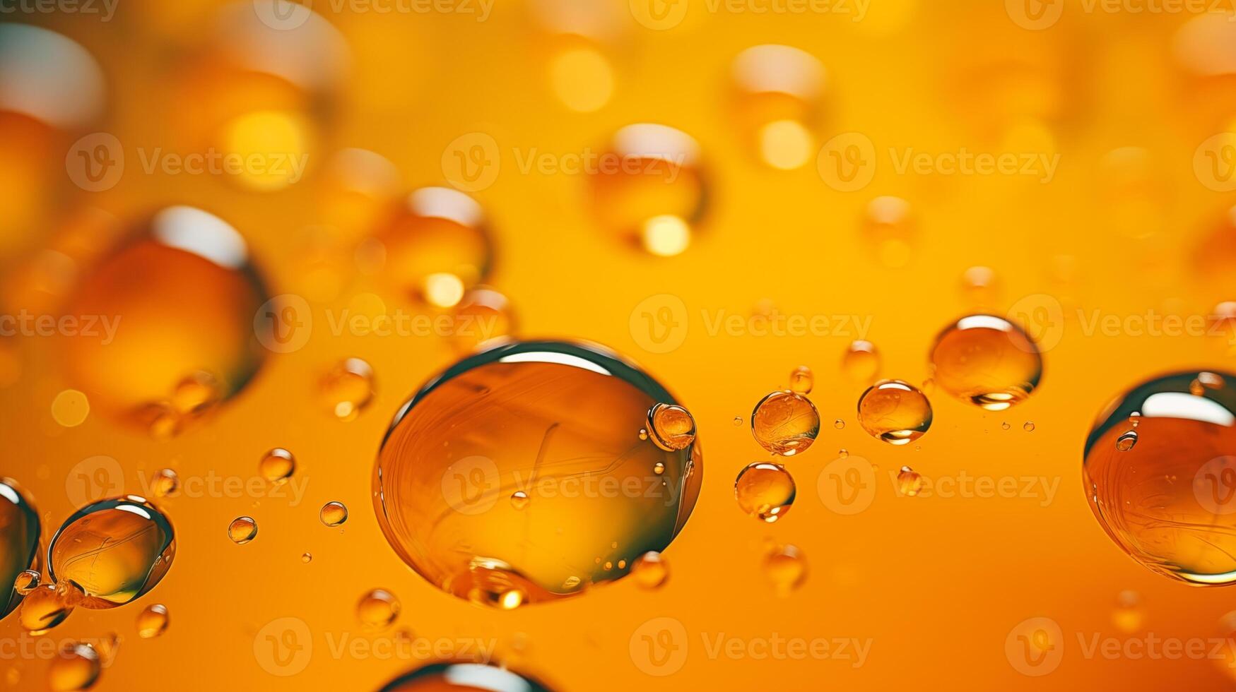 Multi-colored bright transparent glossy bubbles close-up. Oil drops on water surface abstract back photo