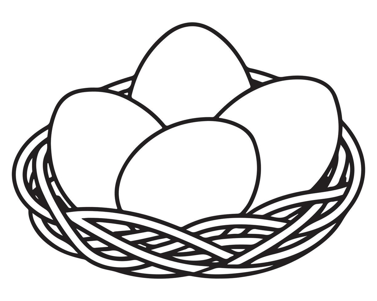 Egg in the nest drawn vector